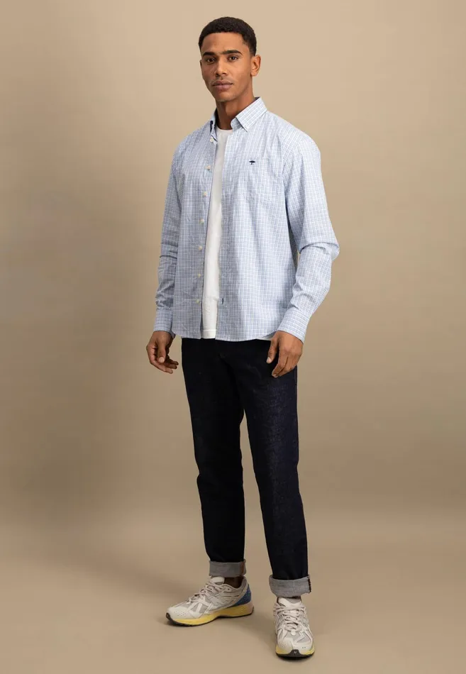 Shirts Men FYNCHHATTON Finely Checked Shirt With A Logodail Summer Breezepoppy Red