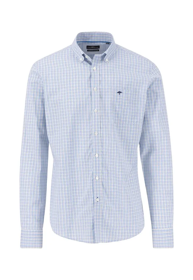 Shirts Men FYNCHHATTON Finely Checked Shirt With A Logodail Summer Breezepoppy Red