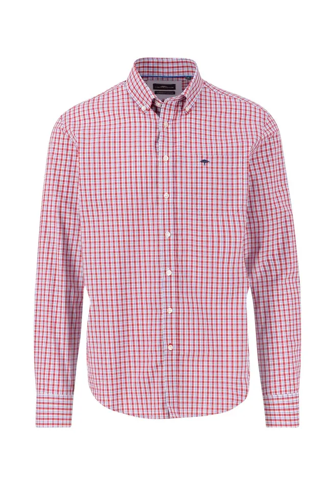 Shirts Men FYNCHHATTON Finely Checked Shirt With A Logodail Summer Breezepoppy Red