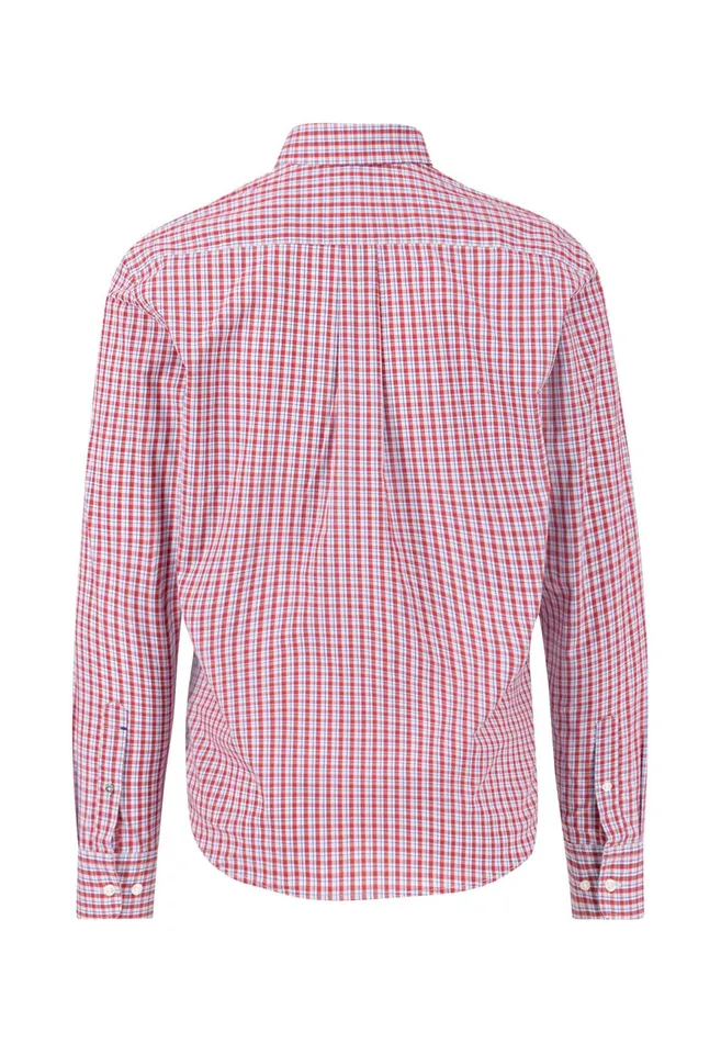 Shirts Men FYNCHHATTON Finely Checked Shirt With A Logodail Summer Breezepoppy Red