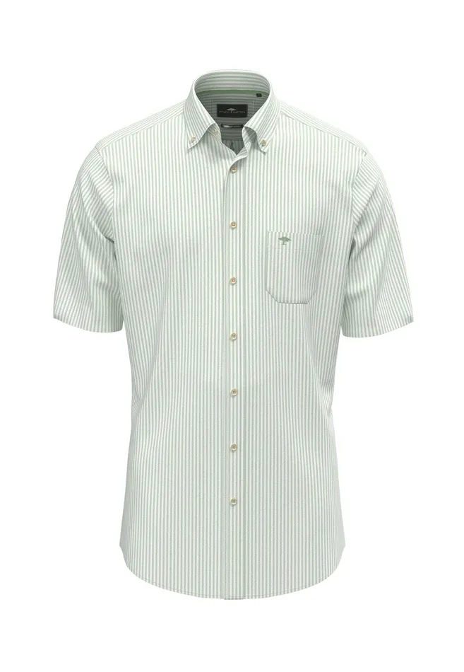 Shirts Men FYNCHHATTON Minimally Striped Halk Shirt Made Of Cotton Summer Breezeturf Green