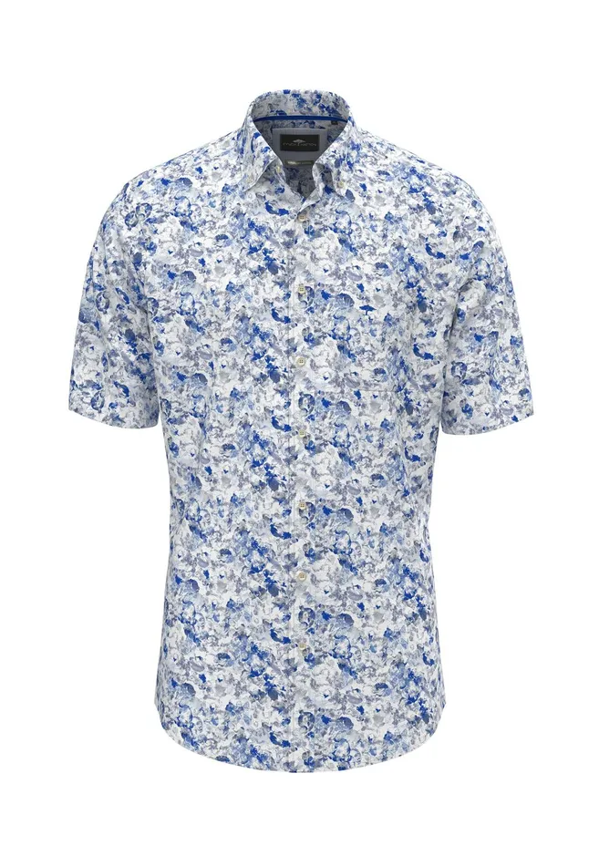 Shirts Men FYNCHHATTON Summer Halbar Shirt With Buttondown Collar Strong Blue
