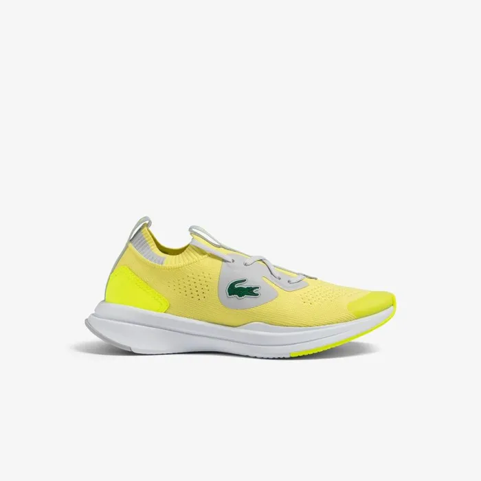 Shoes and Accessories Kids Lacoste Juniors039 Run Spin Knit Sneakers Ylwlt Gry 382