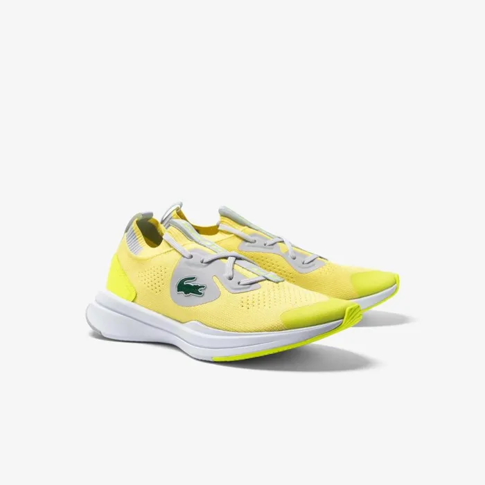Shoes and Accessories Kids Lacoste Juniors039 Run Spin Knit Sneakers Ylwlt Gry 382