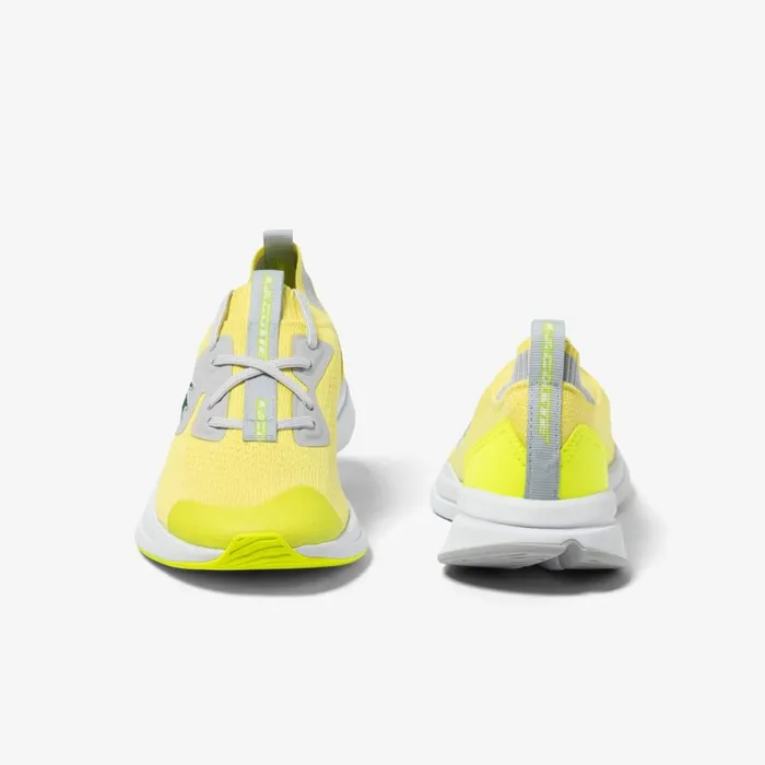 Shoes and Accessories Kids Lacoste Juniors039 Run Spin Knit Sneakers Ylwlt Gry 382