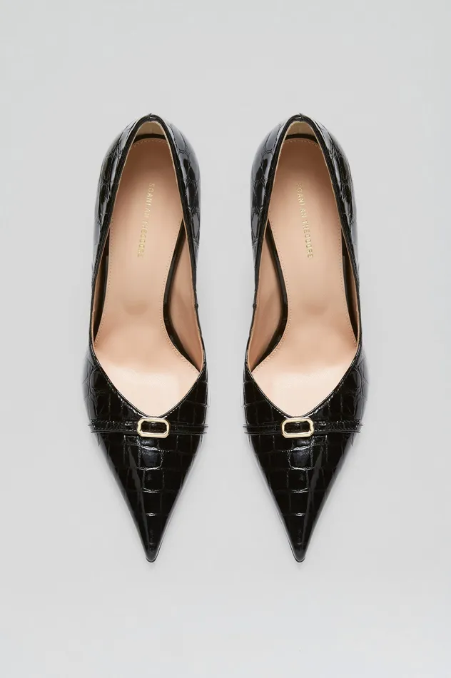 Shoes Scanlan Theodore Women LEATHER EMBOSSED PUMP 95 BLACK Shoes Scanlan Theodore Women LEATHER EMBOSSED PUMP 95 BLACK