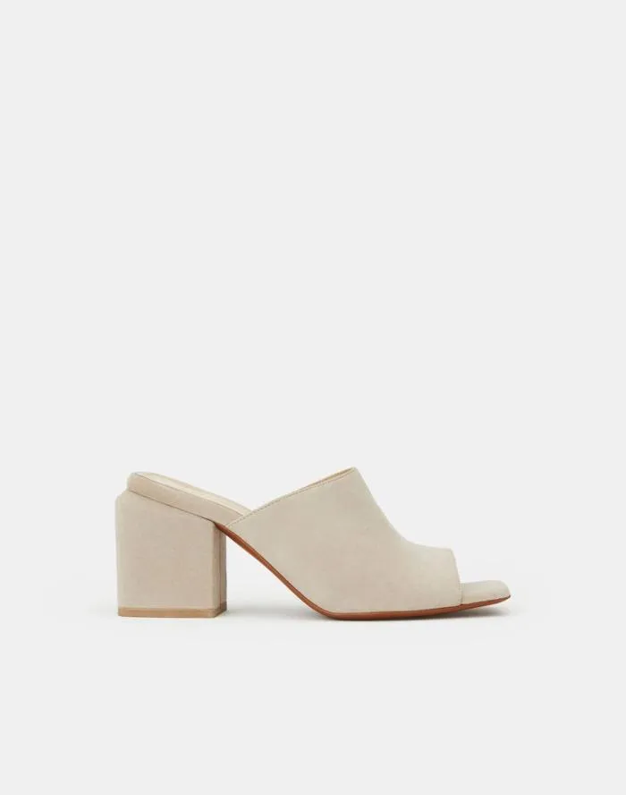 Shoes Suede Heeled Mule Sandstone Lafayette 148 New York Sandals