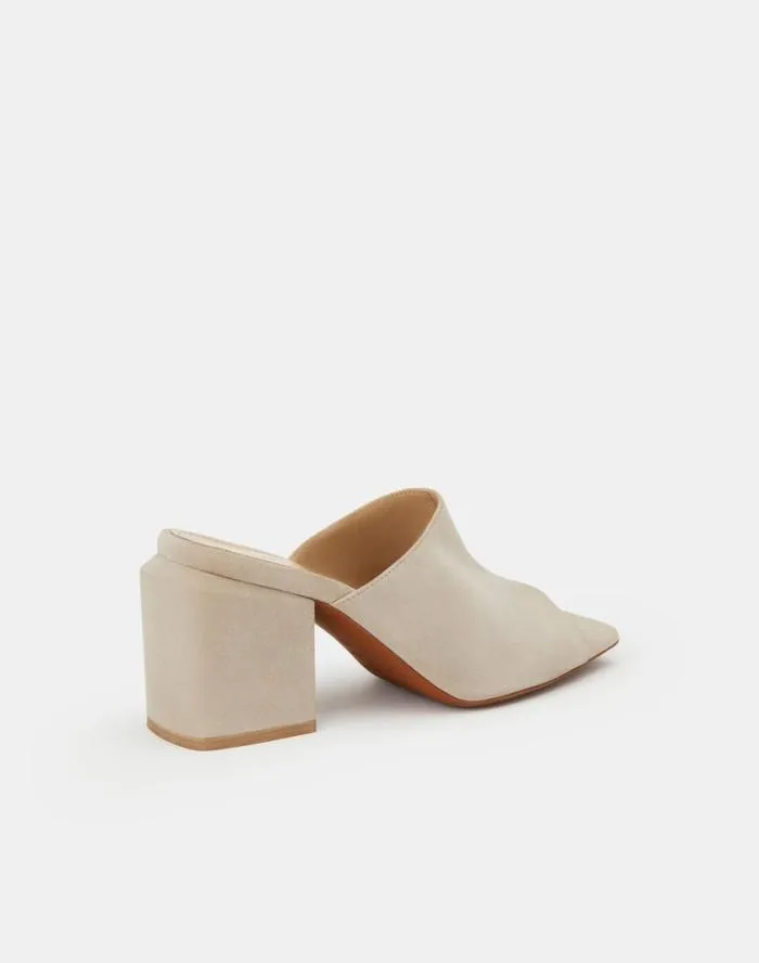 Shoes Suede Heeled Mule Sandstone Lafayette 148 New York Sandals