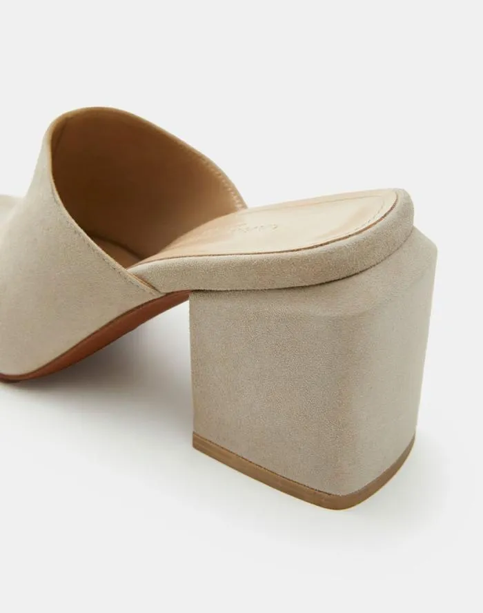 Shoes Suede Heeled Mule Sandstone Lafayette 148 New York Sandals
