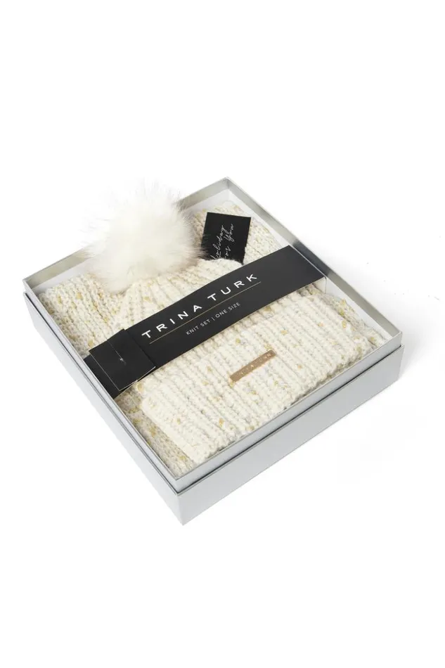 SHOP Trina Turk BELTS SCARVES and HATS TT SPECKLED KNIT BEANIE AND SCARF