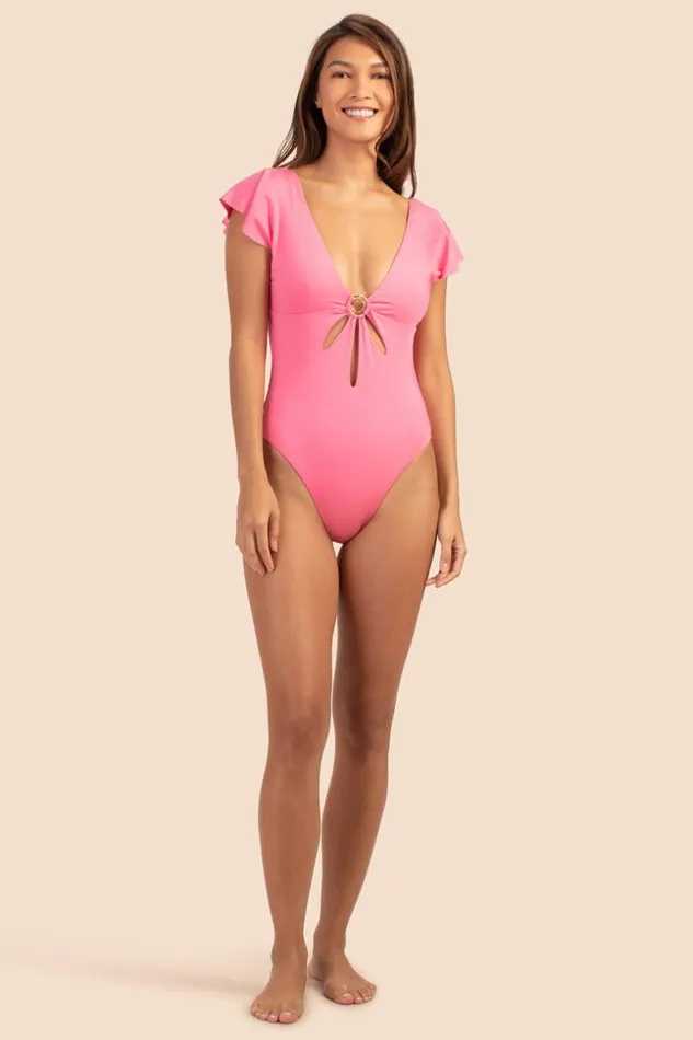SHOP Trina Turk ONE PIECE SWIMWEAR MONACO SOLIDS FLUTTER MAILLOT