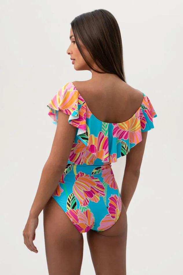 SHOP Trina Turk ONE PIECE SWIMWEAR WOMEN039S POPPY OFF THE SHOULDER RUFFLE ONE PIECE SWIMSUIT