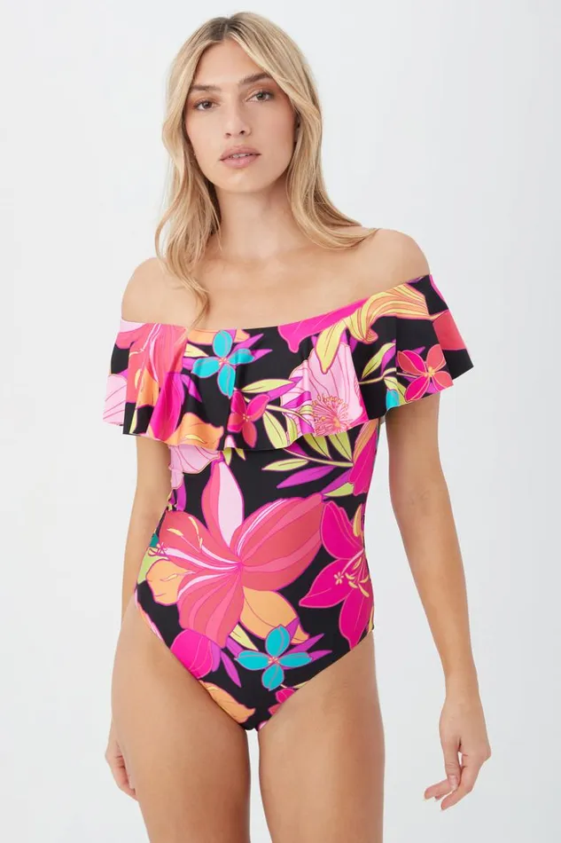 SHOP Trina Turk ONE PIECE SWIMWEAR WOMEN039S SOLAR FLORAL OFF THE SHOULDER RUFFLE ONE PIECE SWIMSUIT SHOP Trina Turk ONE PIECE SWIMWEAR WOMEN039S SOLAR FLORAL OFF THE SHOULDER RUFFLE ONE PIECE SWIMSUIT