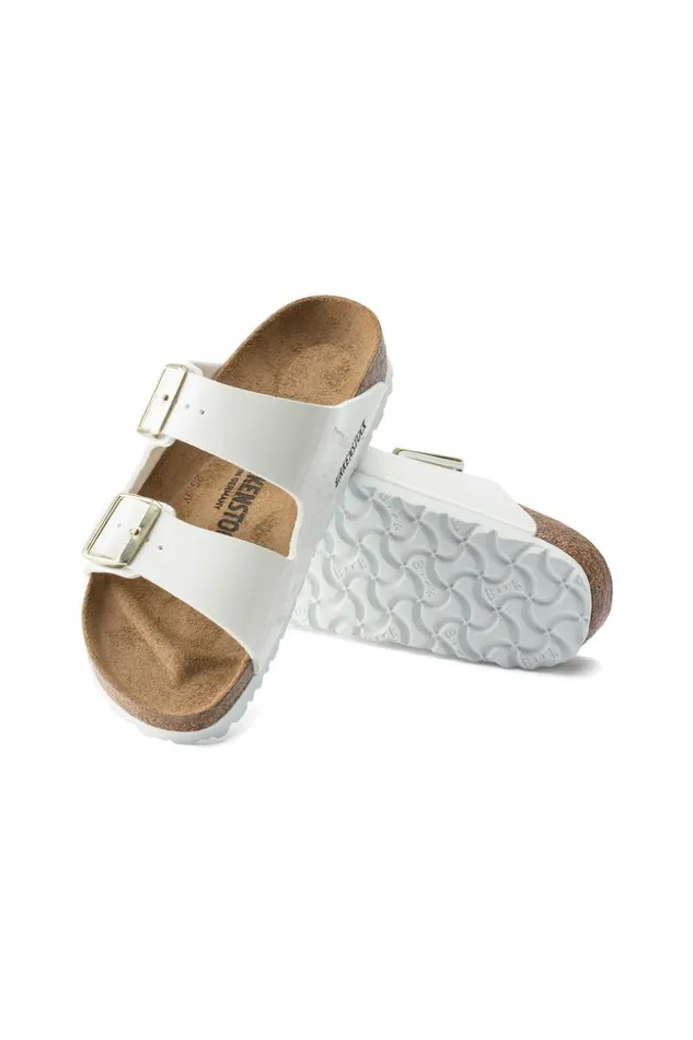 SHOP Trina Turk SHOES WOMEN039S ARIZONA BIRKOFLOR WHITE PATENT LEATHER SANDAL
