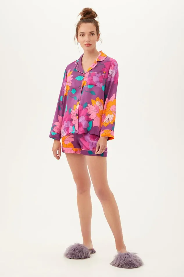 SHOP Trina Turk WOMEN039S SLEEPWEAR EVENING BLOOM LONG SLEEVE SHORTY PJ SET