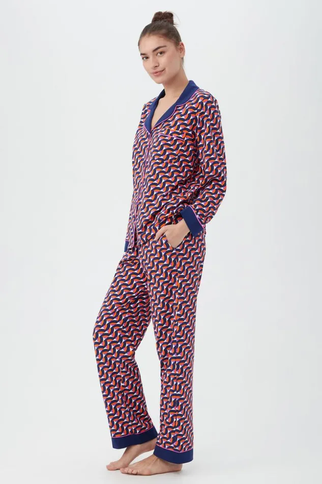 SHOP Trina Turk WOMEN039S SLEEPWEAR GEO RAINBOW WOMEN039S LONG SLEEVE LONG PANT JERSEY PJ SET