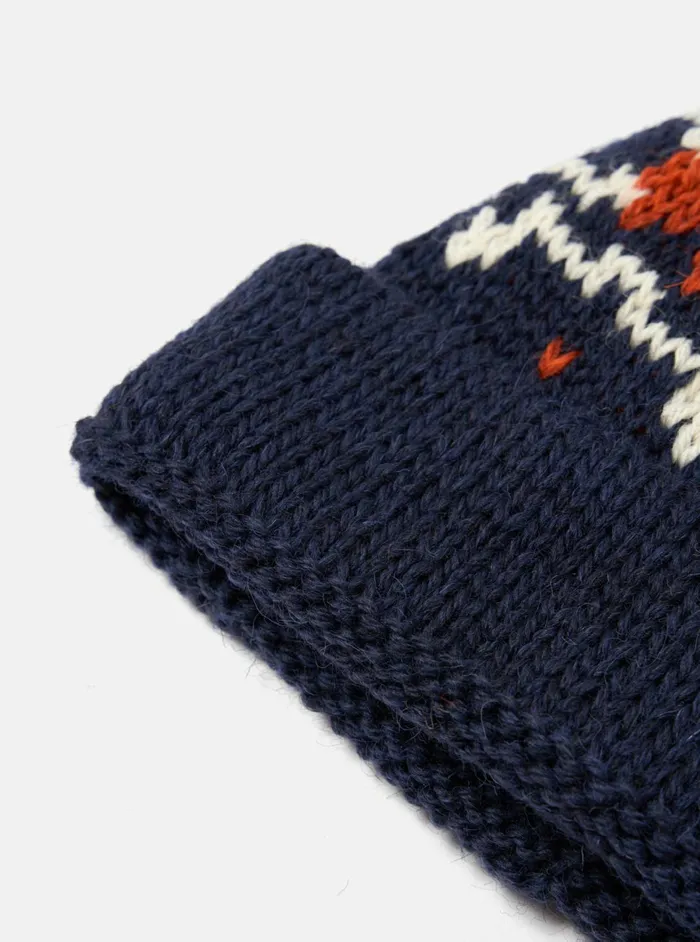 Short Watch Cap In NavyEcru British Wool Men Universal Works Hats Short Watch Cap In NavyEcru British Wool Men Universal Works Hats