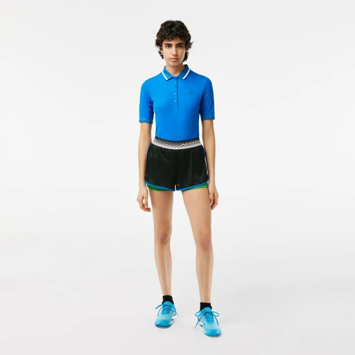 Shorts and Skirts Women Lacoste Womens Lined Tennis Shorts UltraDry Black Green Glv Shorts and Skirts Women Lacoste Womens Lined Tennis Shorts UltraDry Black Green Glv