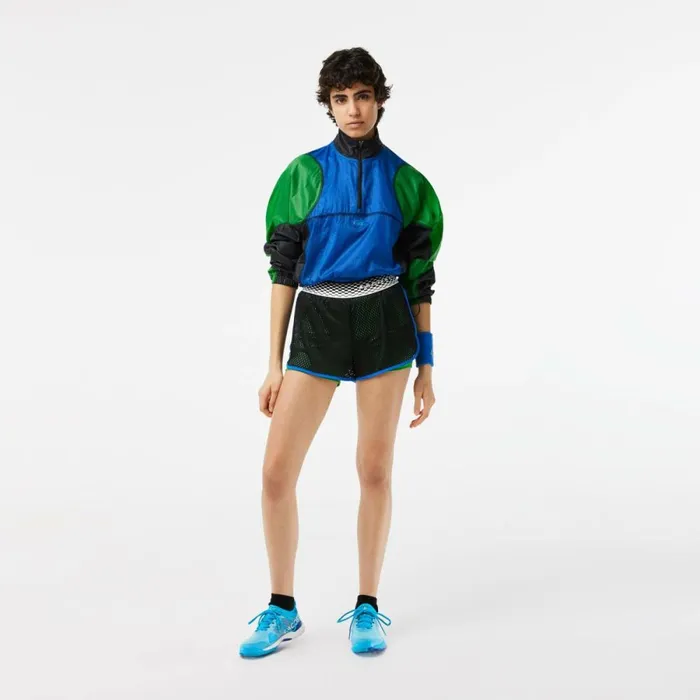 Shorts and Skirts Women Lacoste Womens Lined Tennis Shorts UltraDry Black Green Glv