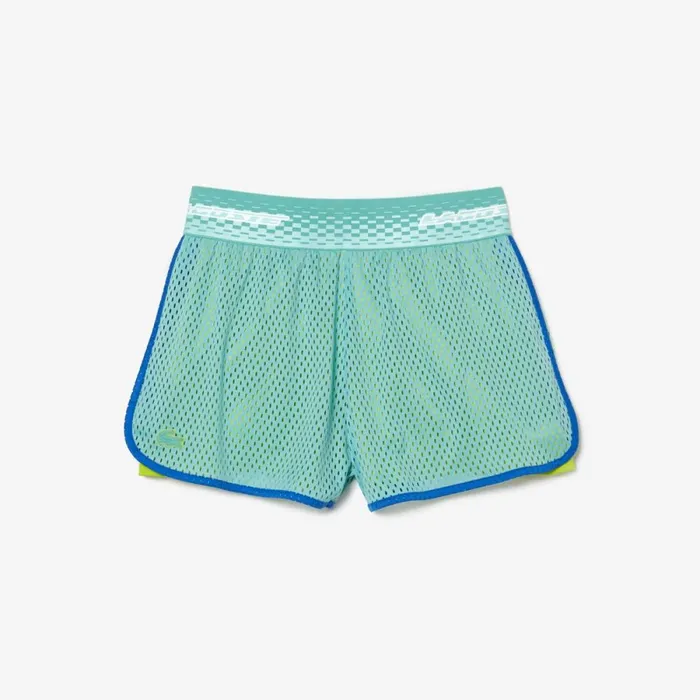 Shorts and Skirts Women Lacoste Womens Lined Tennis Shorts UltraDry Green Yellow Zli