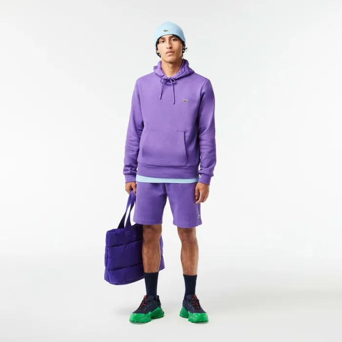 Shorts and Swim Men Lacoste Men039s Regular Fit Fleece Shorts Purple Sgi