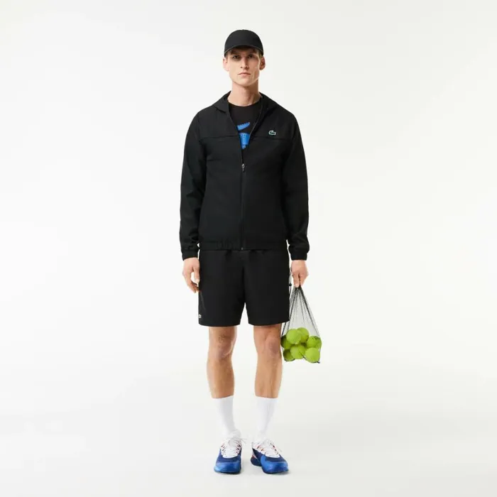 Shorts and Swim Men Lacoste Men039s Sport Tennis Solid Diamond Weave Shorts Black 031