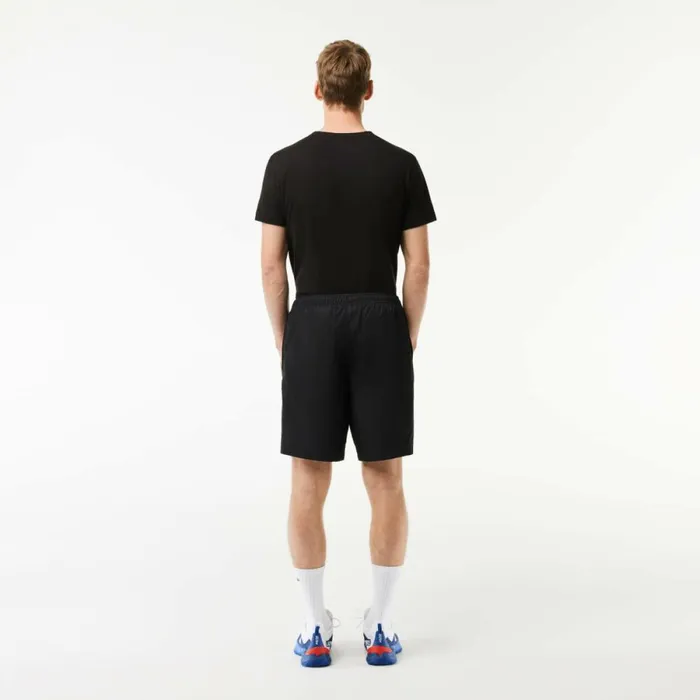 Shorts and Swim Men Lacoste Men039s Sport Tennis Solid Diamond Weave Shorts Black 031