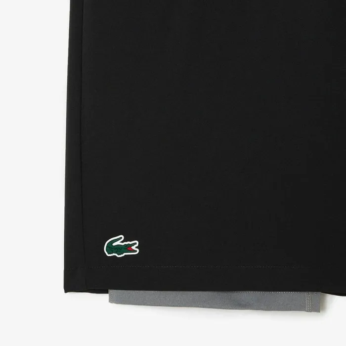 Shorts and Swim Men Lacoste Mens TwoTone SPORT Lined Shorts Black Grey Chine X0i