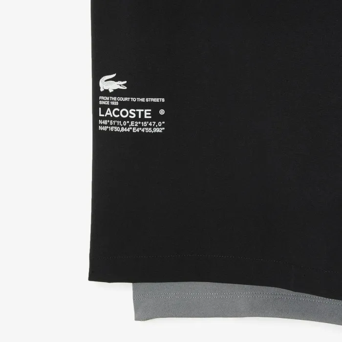 Shorts and Swim Men Lacoste Mens TwoTone SPORT Lined Shorts Black Grey Chine X0i