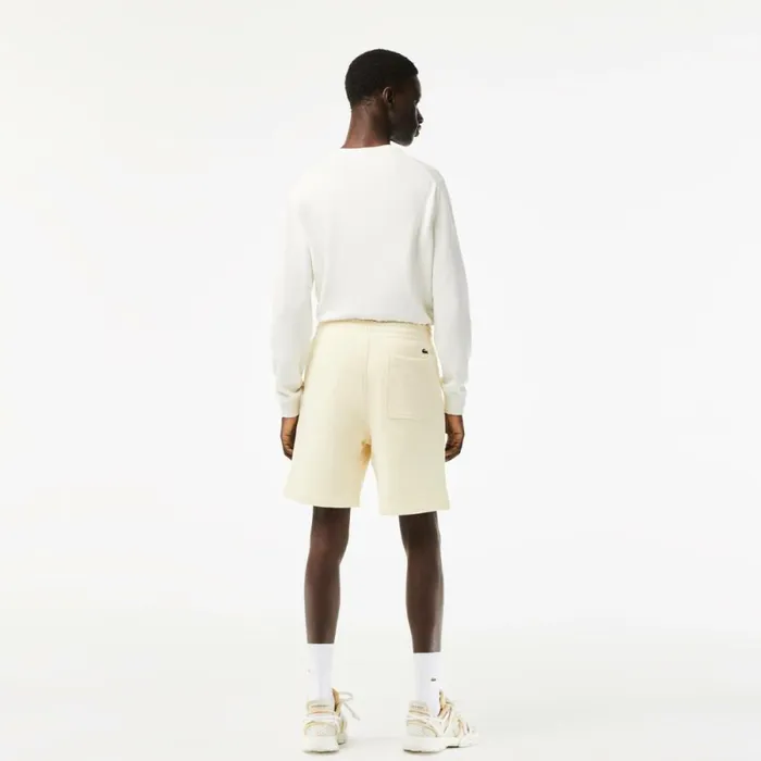 Shorts and Swim Men Lacoste Mens Unbrushed Organic Cotton Fleece Shorts Cream Xfj