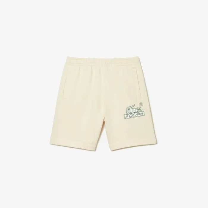 Shorts and Swim Men Lacoste Mens Unbrushed Organic Cotton Fleece Shorts Cream Xfj