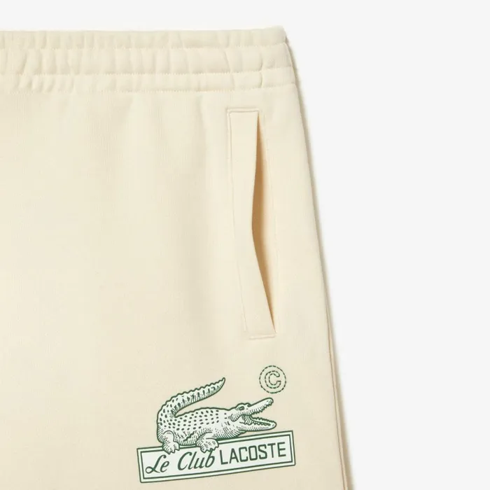 Shorts and Swim Men Lacoste Mens Unbrushed Organic Cotton Fleece Shorts Cream Xfj