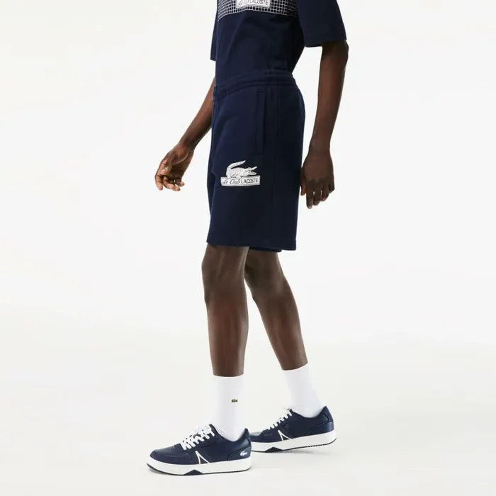 Shorts and Swim Men Lacoste Mens Unbrushed Organic Cotton Fleece Shorts Navy Blue 166