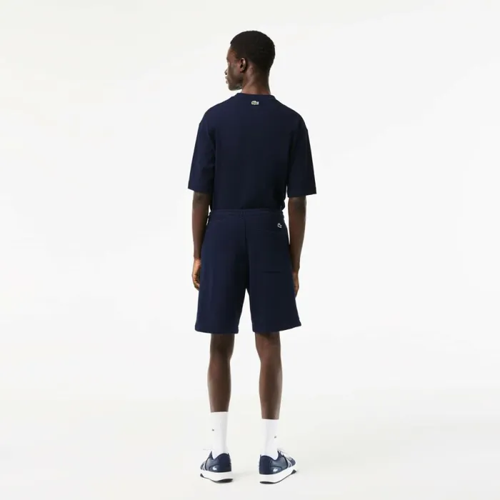 Shorts and Swim Men Lacoste Mens Unbrushed Organic Cotton Fleece Shorts Navy Blue 166