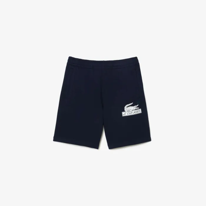 Shorts and Swim Men Lacoste Mens Unbrushed Organic Cotton Fleece Shorts Navy Blue 166