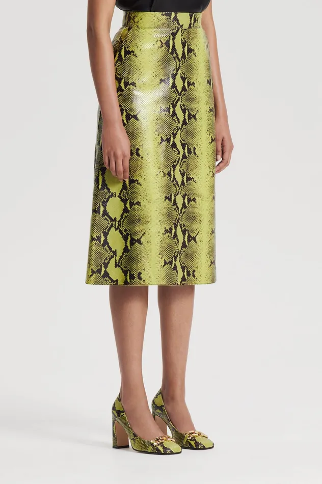 Skirts Scanlan Theodore Women LEATHER REPTILE SKIRT VERT Skirts Scanlan Theodore Women LEATHER REPTILE SKIRT VERT