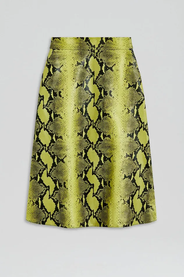 Skirts Scanlan Theodore Women LEATHER REPTILE SKIRT VERT Skirts Scanlan Theodore Women LEATHER REPTILE SKIRT VERT