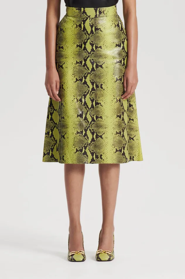Skirts Scanlan Theodore Women LEATHER REPTILE SKIRT VERT Skirts Scanlan Theodore Women LEATHER REPTILE SKIRT VERT