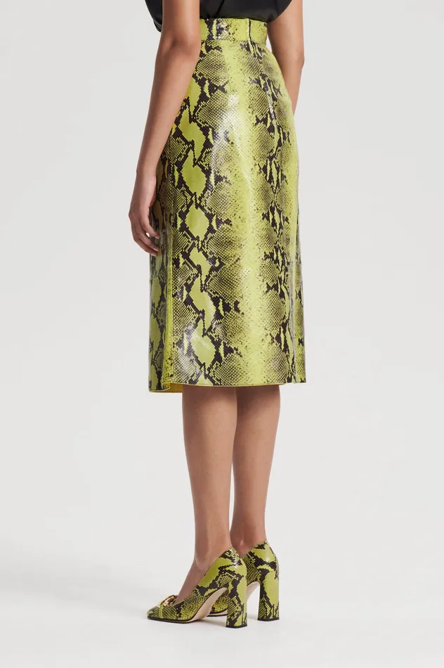 Skirts Scanlan Theodore Women LEATHER REPTILE SKIRT VERT Skirts Scanlan Theodore Women LEATHER REPTILE SKIRT VERT