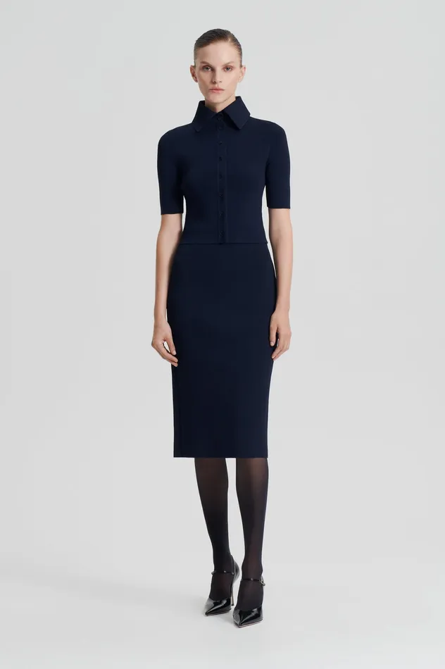 Skirts Women CREPE KNIT PENCIL SKIRT NAVY Scanlan Theodore