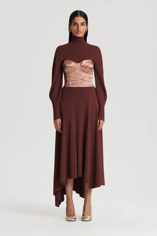 Skirts Women Scanlan Theodore DRAPE HEM SKIRT BURGUNDY