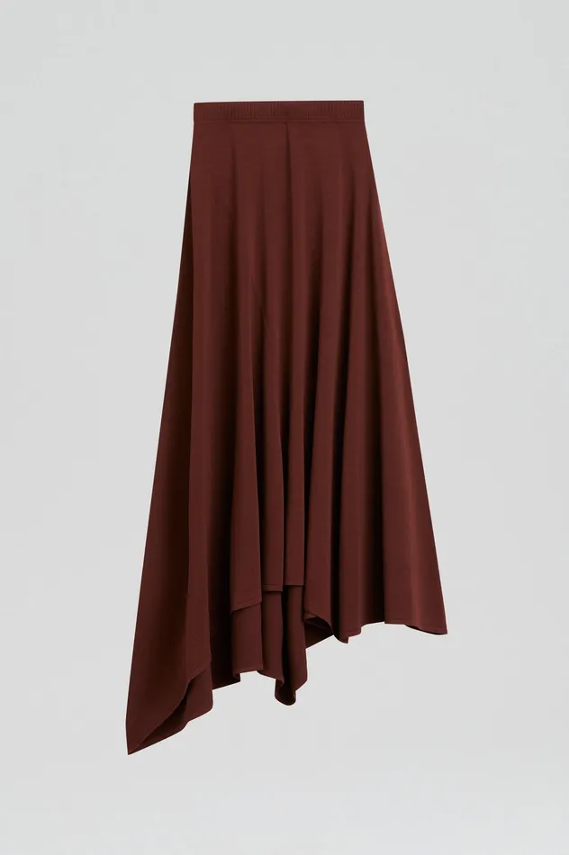 Skirts Women Scanlan Theodore DRAPE HEM SKIRT BURGUNDY Skirts Women Scanlan Theodore DRAPE HEM SKIRT BURGUNDY