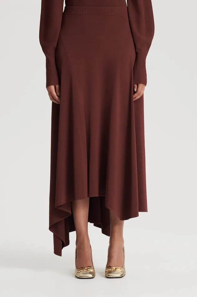 Skirts Women Scanlan Theodore DRAPE HEM SKIRT BURGUNDY Skirts Women Scanlan Theodore DRAPE HEM SKIRT BURGUNDY