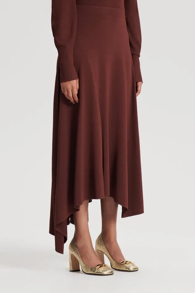 Skirts Women Scanlan Theodore DRAPE HEM SKIRT BURGUNDY Skirts Women Scanlan Theodore DRAPE HEM SKIRT BURGUNDY