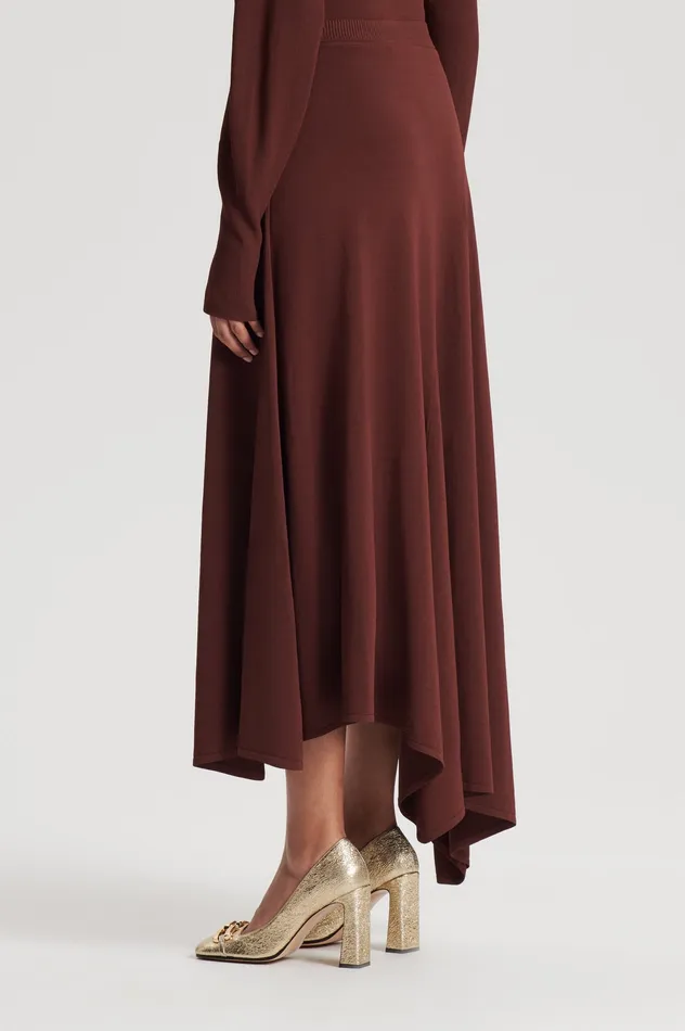 Skirts Women Scanlan Theodore DRAPE HEM SKIRT BURGUNDY Skirts Women Scanlan Theodore DRAPE HEM SKIRT BURGUNDY