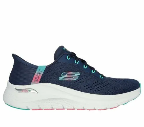 Slipins Arch Fit 20 8211 Easy Chic Navy Turquoise Women SKECHERS Lace Up