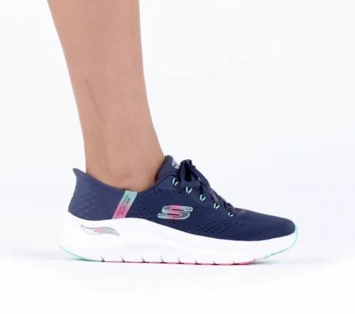 Slipins Arch Fit 20 8211 Easy Chic Navy Turquoise Women SKECHERS Lace Up