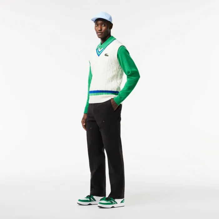 Sneakers Men Lacoste Mens L001 Leather Sneakers Whitegreen 082