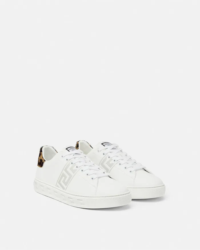 Sneakers Men Versace Leopard Greca Trainers White
