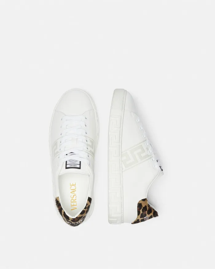 Sneakers Men Versace Leopard Greca Trainers White